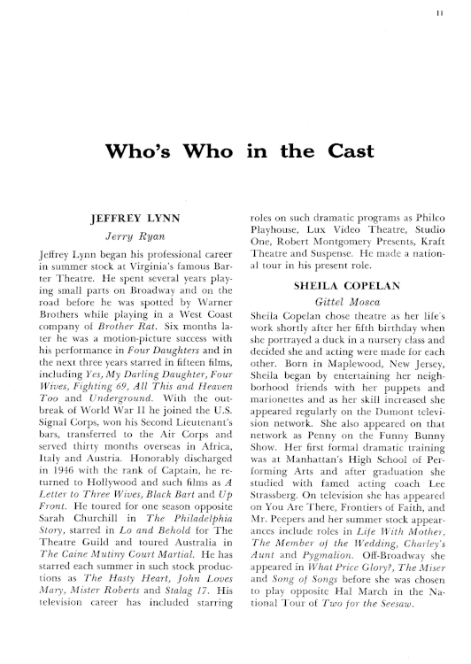 'Two for the Seesaw' 1960 playbill, page 10