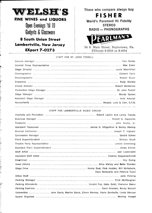'Two for the Seesaw' 1960 playbill, page 14