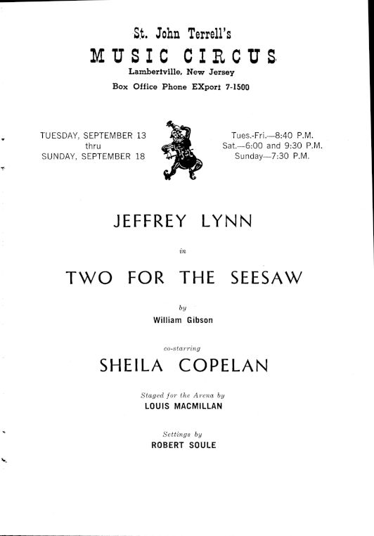 'Two for the Seesaw' 1960 playbill, page 4