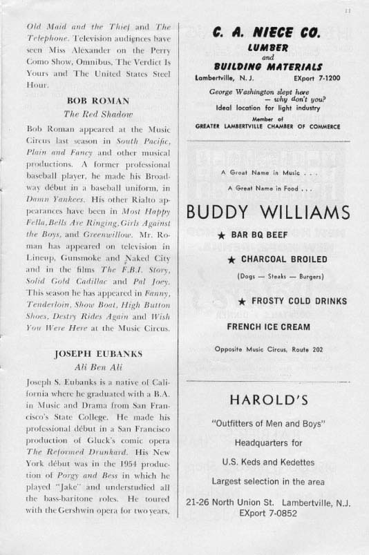 'The Desert Song' 1961 playbill, page 11