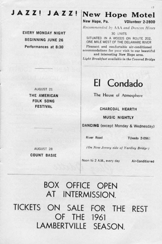 'The Desert Song' 1961 playbill, page 13