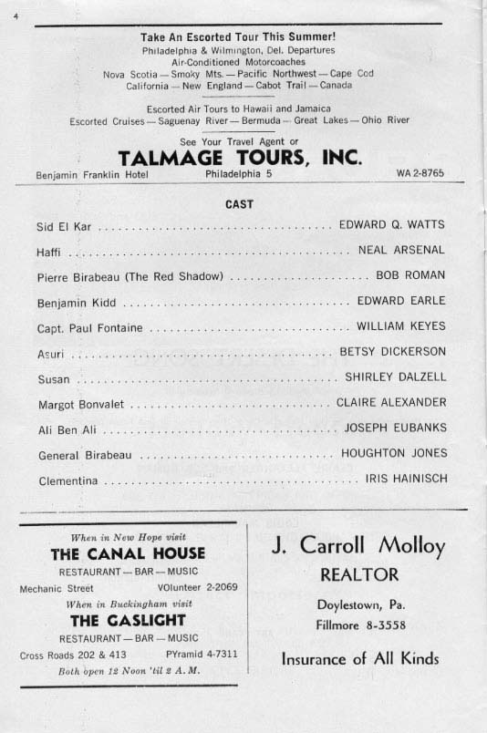 'The Desert Song' 1961 playbill, page 4
