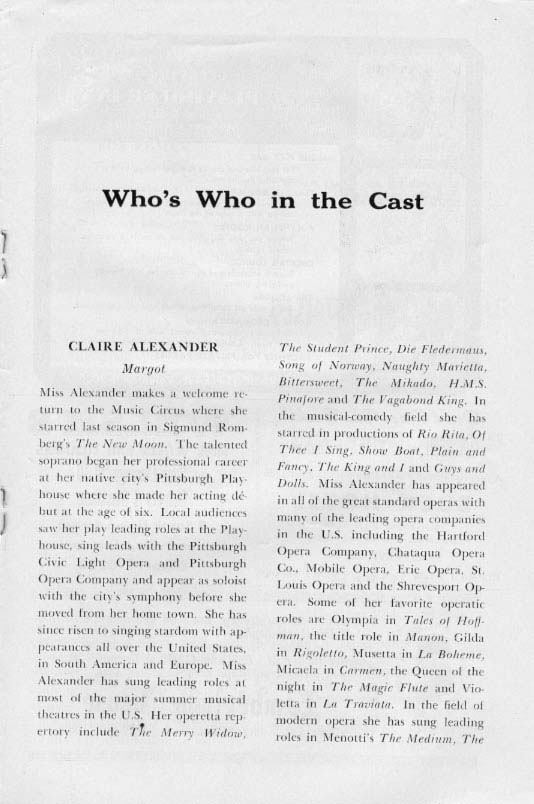 'The Desert Song' 1961 playbill, page 9