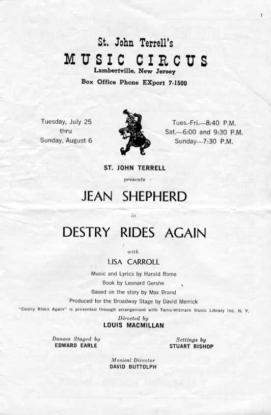 'Destry Rides Again' 1961 playbill, page 3