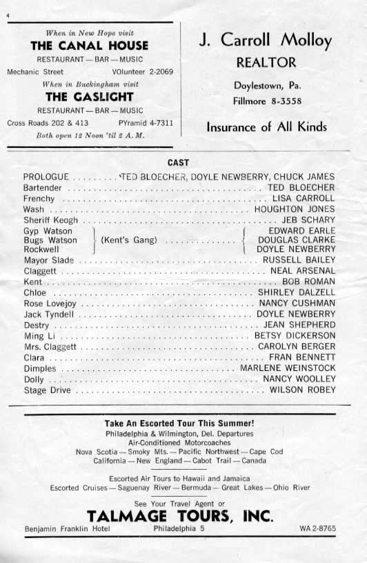 'Destry Rides Again' 1961 playbill, page 4