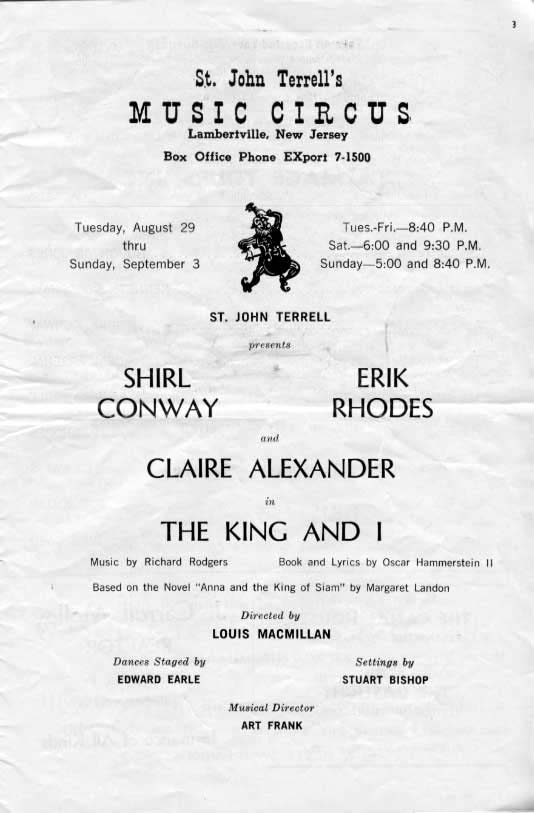 'The King and I' 1961 playbill, page 3
