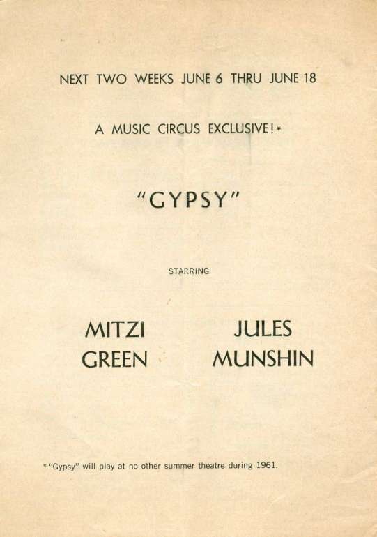 'A Majority of One' 1961 playbill, backcover