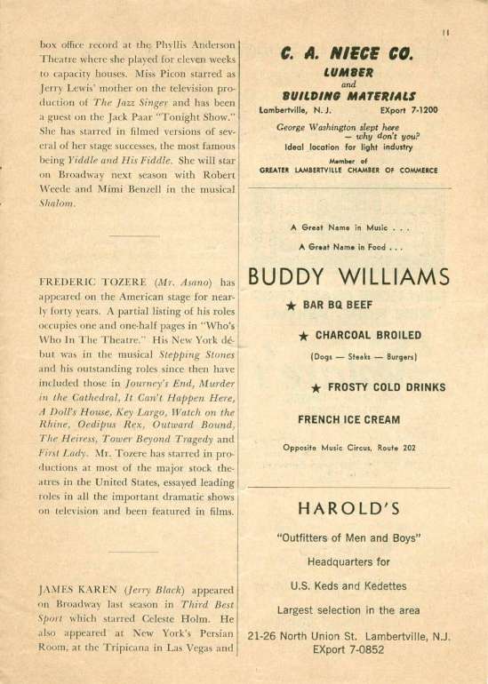 'A Majority of One' 1961 playbill, page 11