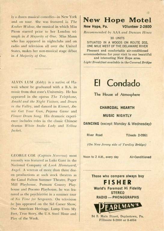 'A Majority of One' 1961 playbill, page 13