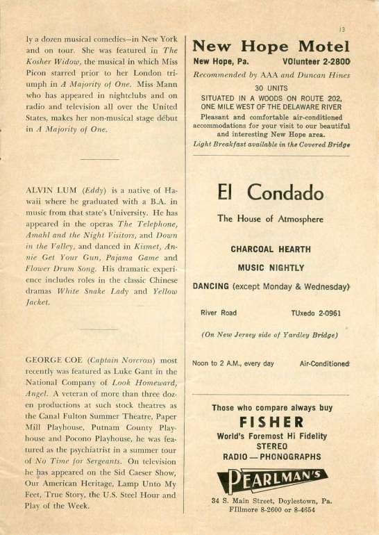 'A Majority of One' 1961 playbill, page 13