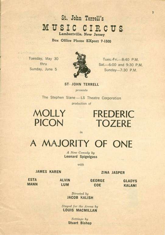 'A Majority of One' 1961 playbill, page 3