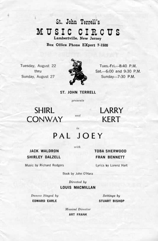 'Pal Joey' 1961 playbill, page 3
