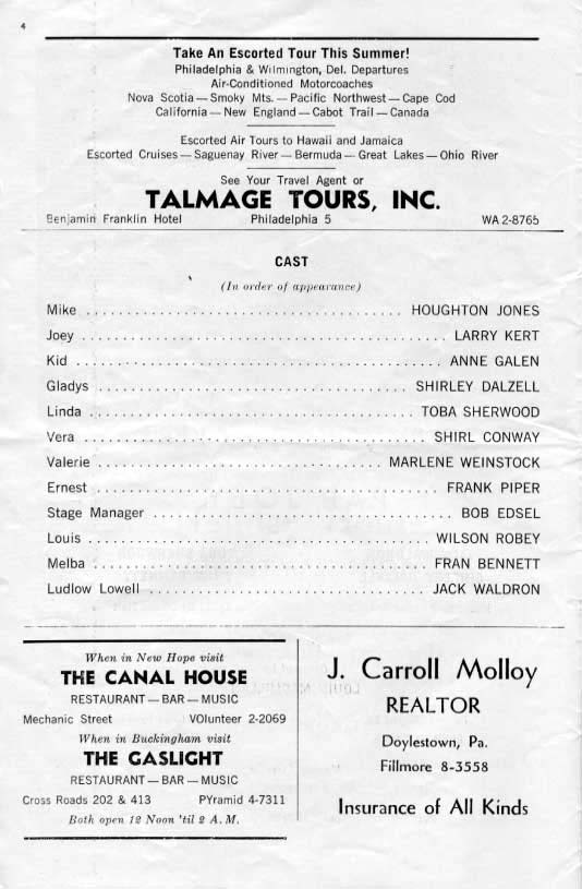 'Pal Joey' 1961 playbill, page 4