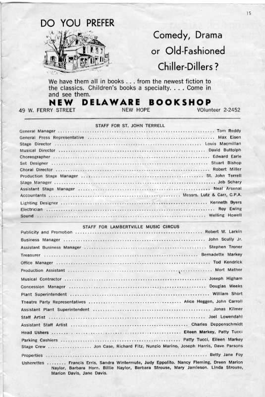 'Show Boat' 1961 playbill, page 15
