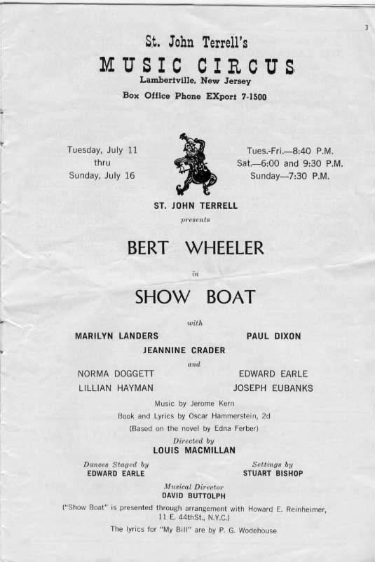 'Show Boat' 1961 playbill, page 3