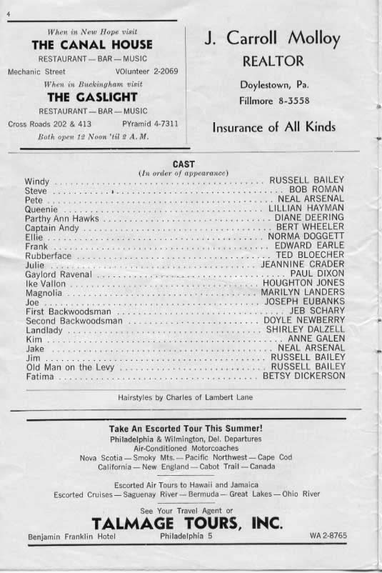 'Show Boat' 1961 playbill, page 4