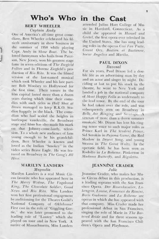 'Show Boat' 1961 playbill, page 9
