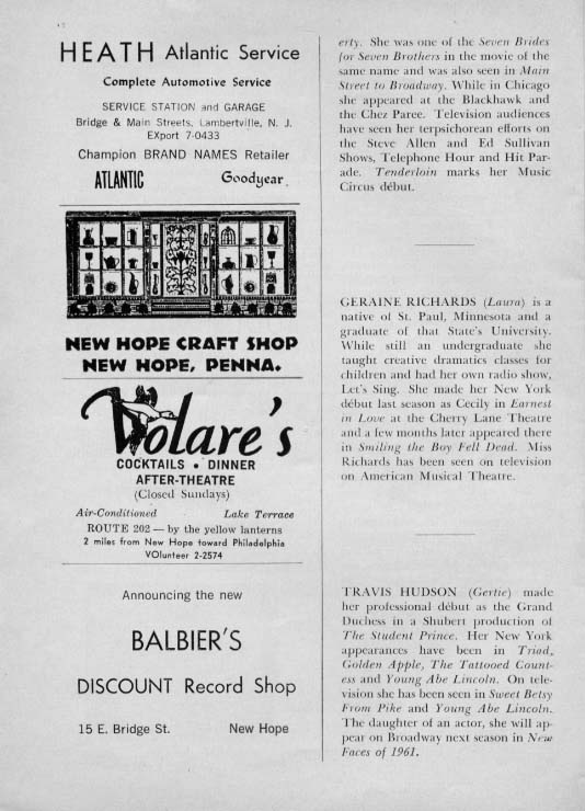 'Tenderloin' 1961 playbill, page12 