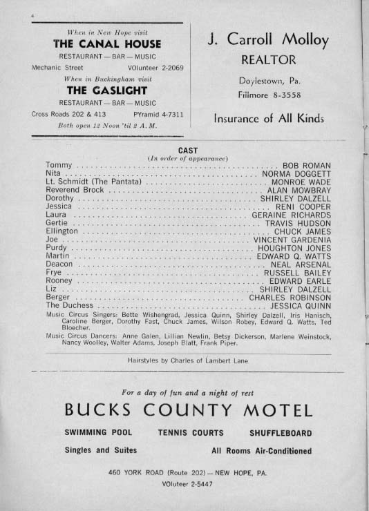 'Tenderloin' 1961 playbill, page 4