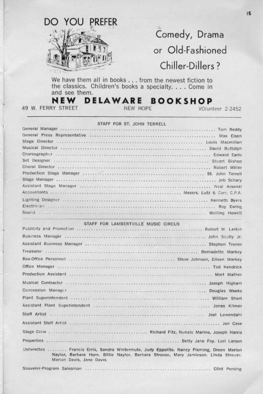 'Wish You Were Here' 1961 playbill, page 15