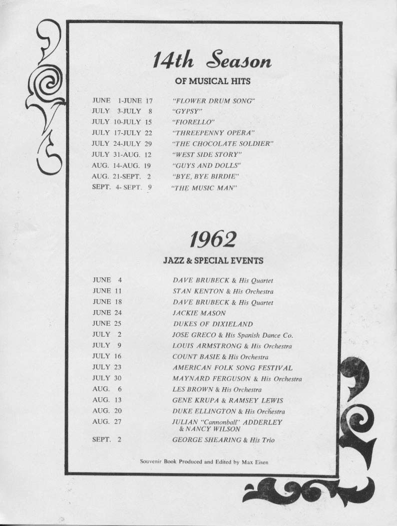 1962 Music Circus Season Souvenir Program, page 2