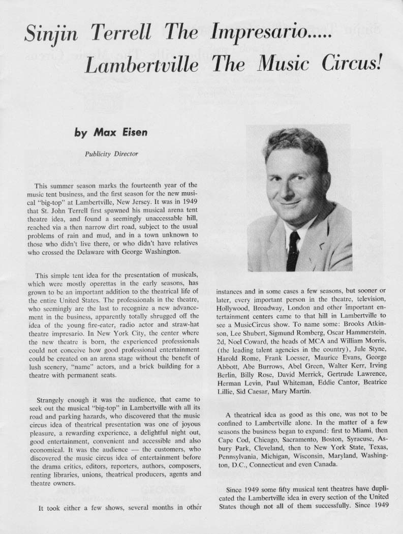 1962 Music Circus Season Souvenir Program, page 5