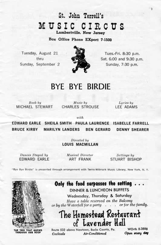 'Bye, Bye Birdie' 1962 playbill, page 3