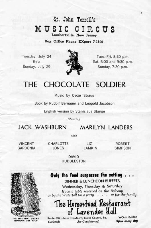'The Chocolate Soldier' 1962 playbill, page 3