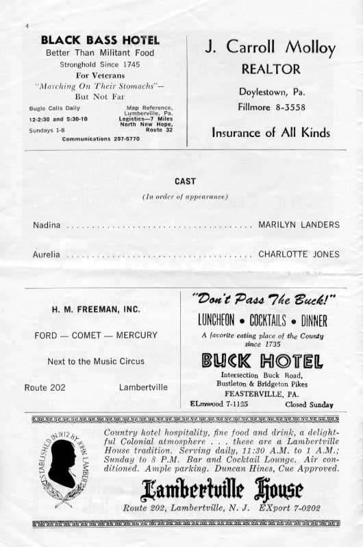 'The Chocolate Soldier' 1962 playbill, page 4