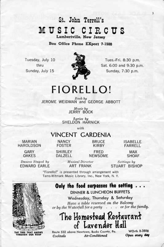 'Fiorello!' 1962 playbill, page 3