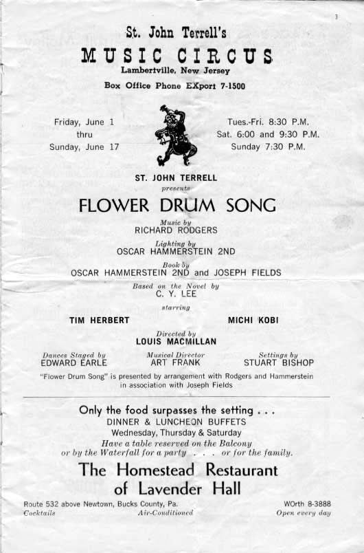 'Flower Drum Song' 1962 playbill, page 3
