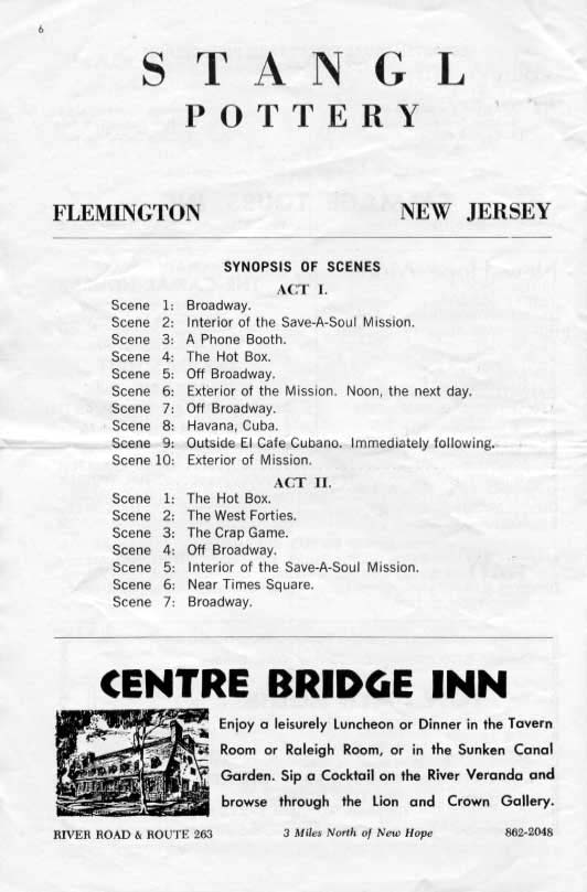 'Guys and Dolls' 1962 playbill, page 6