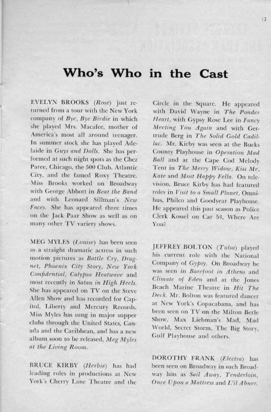 'Gypsy' 1962 playbill, page 13