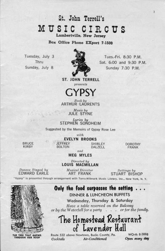 'Gypsy' 1962 playbill, page 3