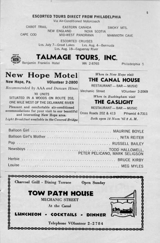 'Gypsy' 1962 playbill, page 5