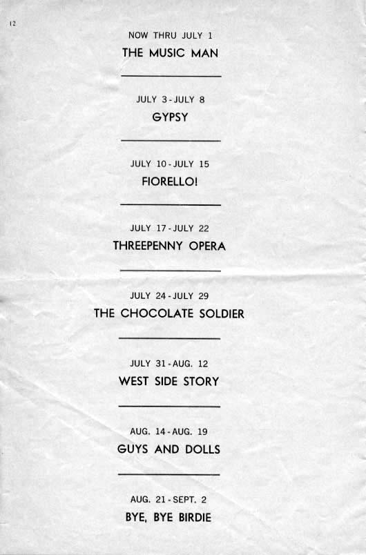 'The Music Man' 1962 playbill, page12 