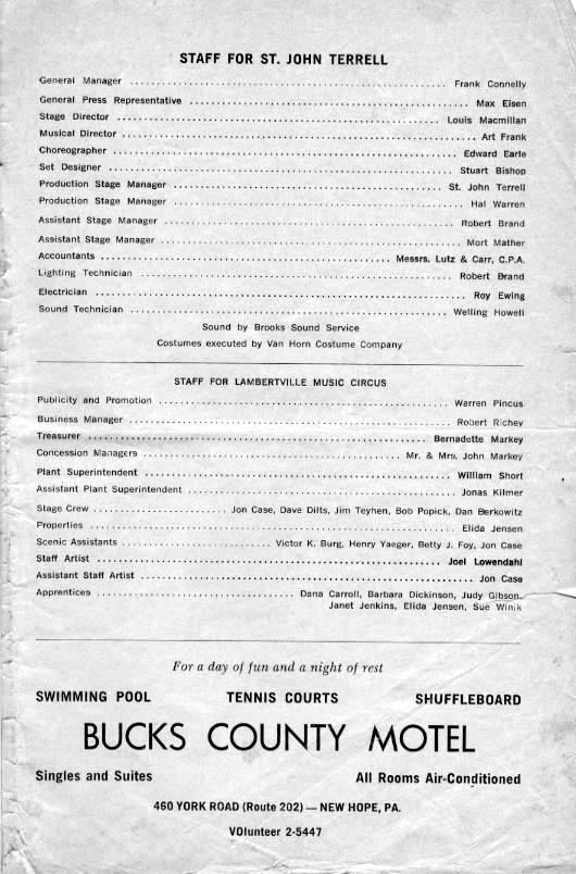 'The Music Man' 1962 playbill, page 15