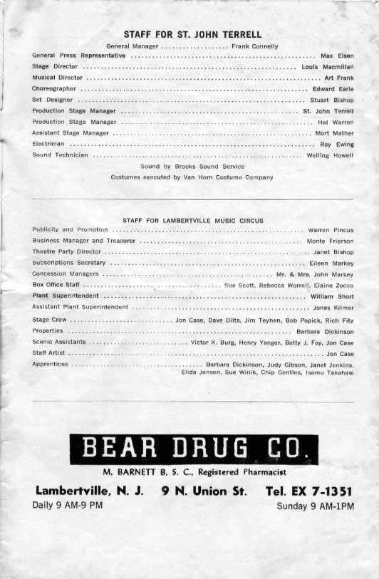 'The Music Man' 1962 playbill, page 15