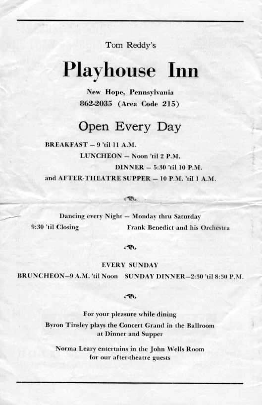 'The Threepenny Opera' 1962 playbill, backcover
