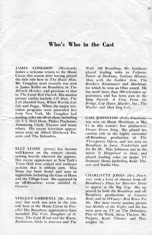 'The Threepenny Opera' 1962 playbill, page 13