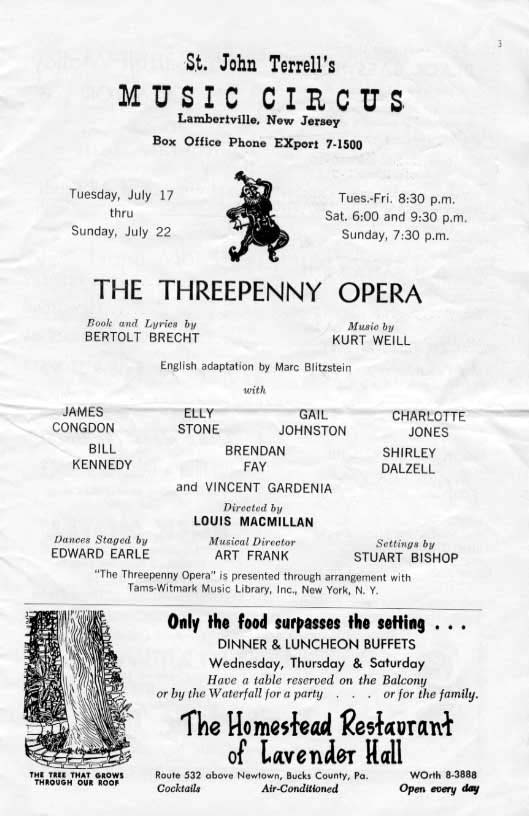 'The Threepenny Opera' 1962 playbill, page 3