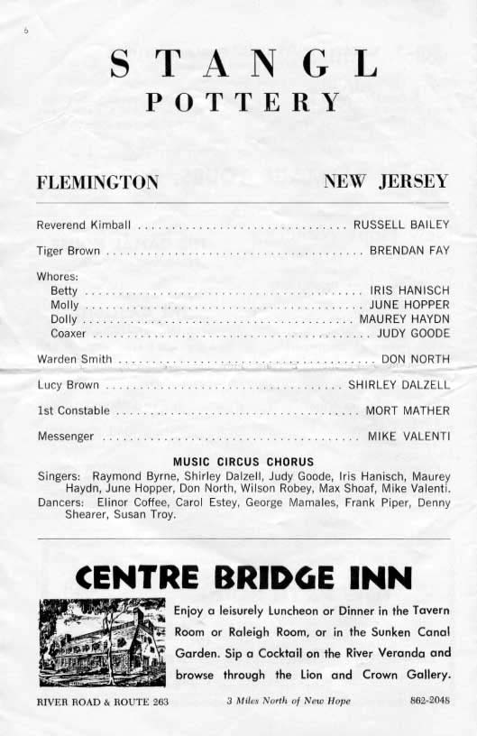 'The Threepenny Opera' 1962 playbill, page 6