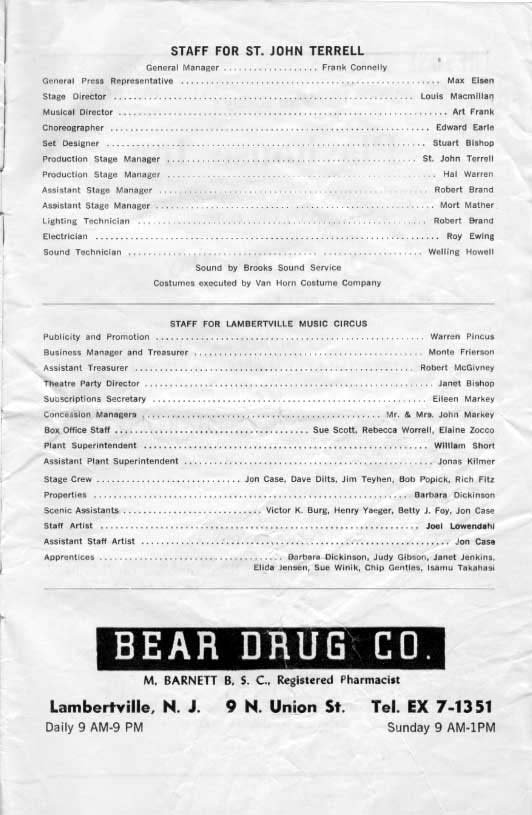 'West Side Story' 1962 playbill, page 15