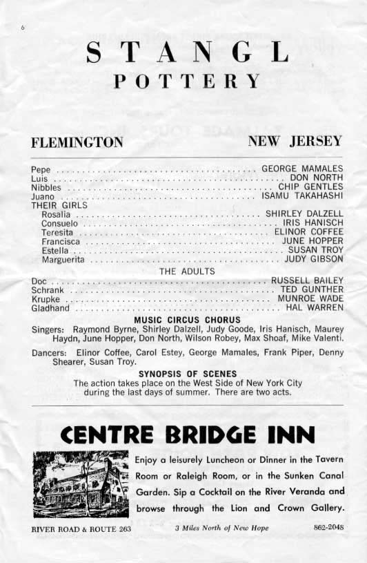 'West Side Story' 1962 playbill, page 6