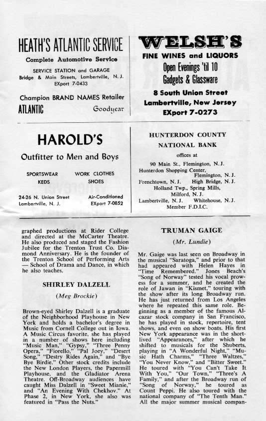 'Brigadoon' 1963 playbill, page 11