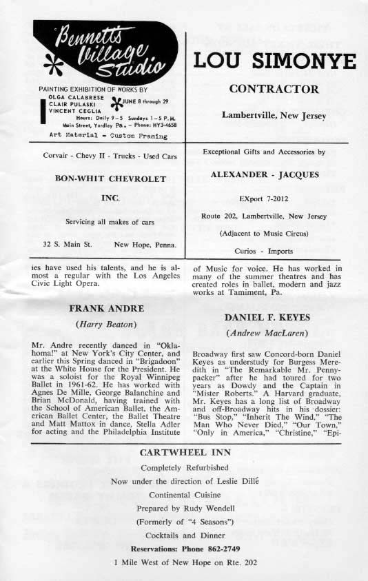 'Brigadoon' 1963 playbill, page 13