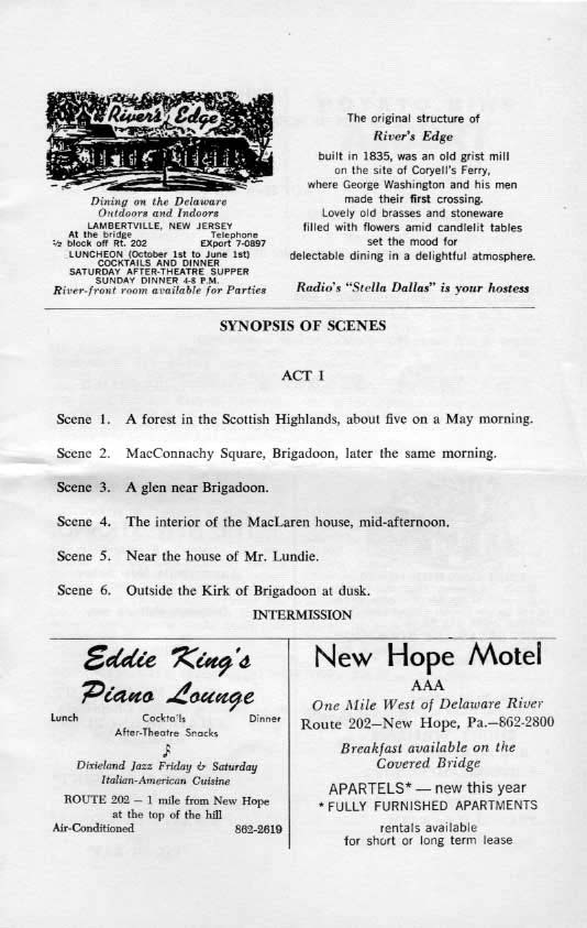 'Brigadoon' 1963 playbill, page 7