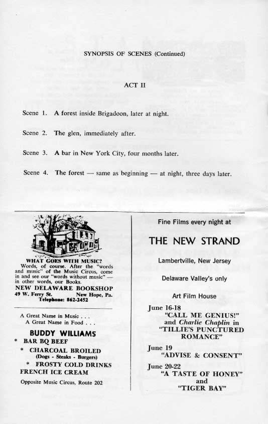 'Brigadoon' 1963 playbill, page 8