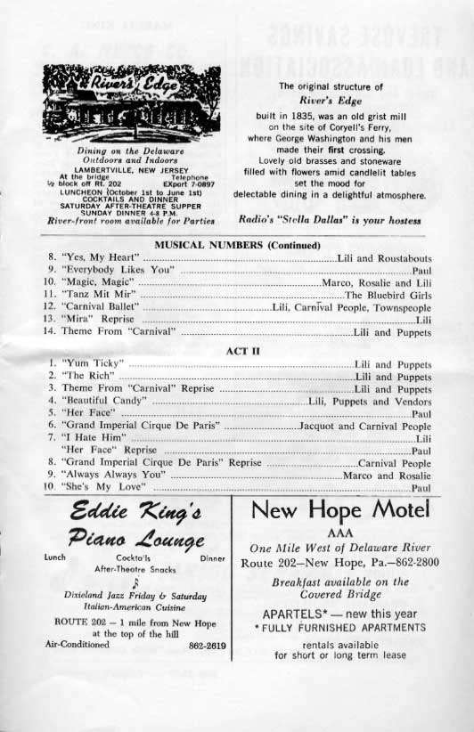 'Carnival' 1963 playbill, page 7
