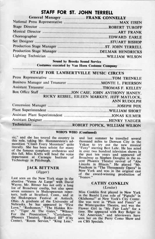 'Carousel' 1963 playbill, page 15